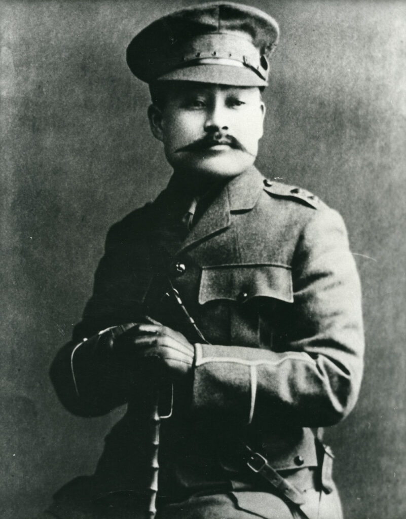 Yasushi Yamazaki in his Canadian army uniform, circa 1916. Yamazaki was made an honorary colonel for his role in organizing the Canadian Japanese Volunteer Corps. Japanese Canadian Cultural Centre 2005.1.1.26.